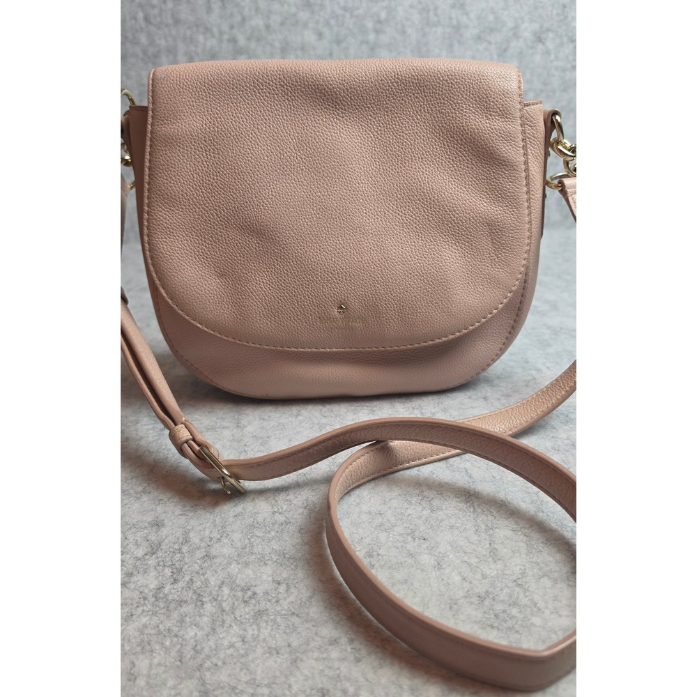 Kate Spade Leila Mini Flap Crossbody Bag Pink Pebbled Leather Saddle Purse